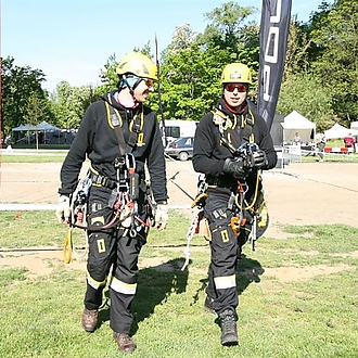 Nusle Bridge abseil on wheelchair 2017